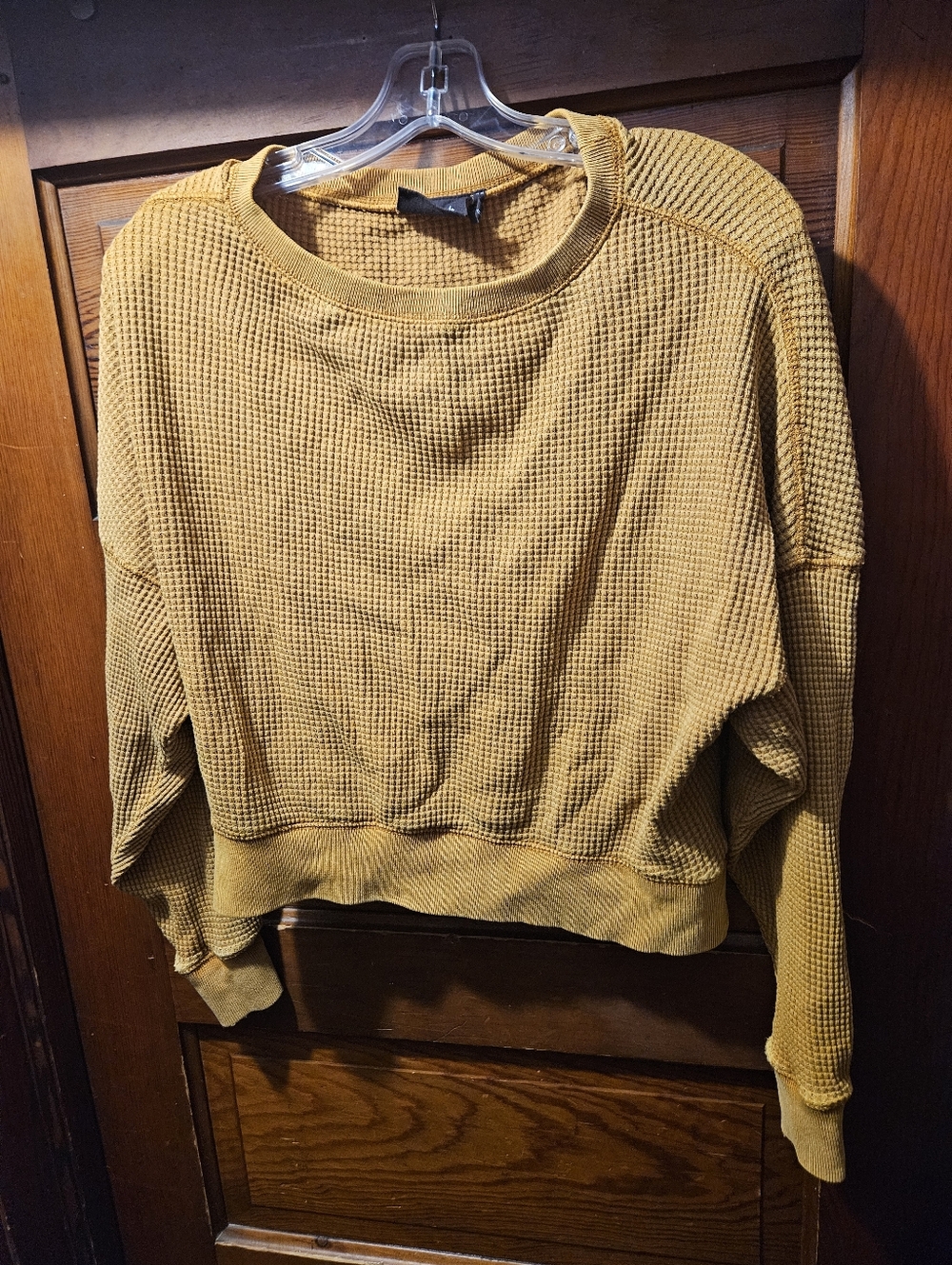 Urban Outfitters Out From Under Cropped Mustard Waffle Knit Women's Sweater
